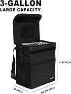 SIBOFUEGO Sturdy 3 Gallon Car Trash Can - Ultra Large Capacity, Leak Proof, Waterproof Car Organizer and Storage with Pockets and Adjustable Straps, Collapsible Interior Car Accessory (Black Leopard)