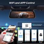 9.66 Inch Rear View Mirror Camera - 4K Mirror Dash Cam Front and Rear with 1080P Rear Camera - Full Touch Screen Mirror Camera for Car with WiFi&APP Control Parking Monitor Night Vision + 64GB Card