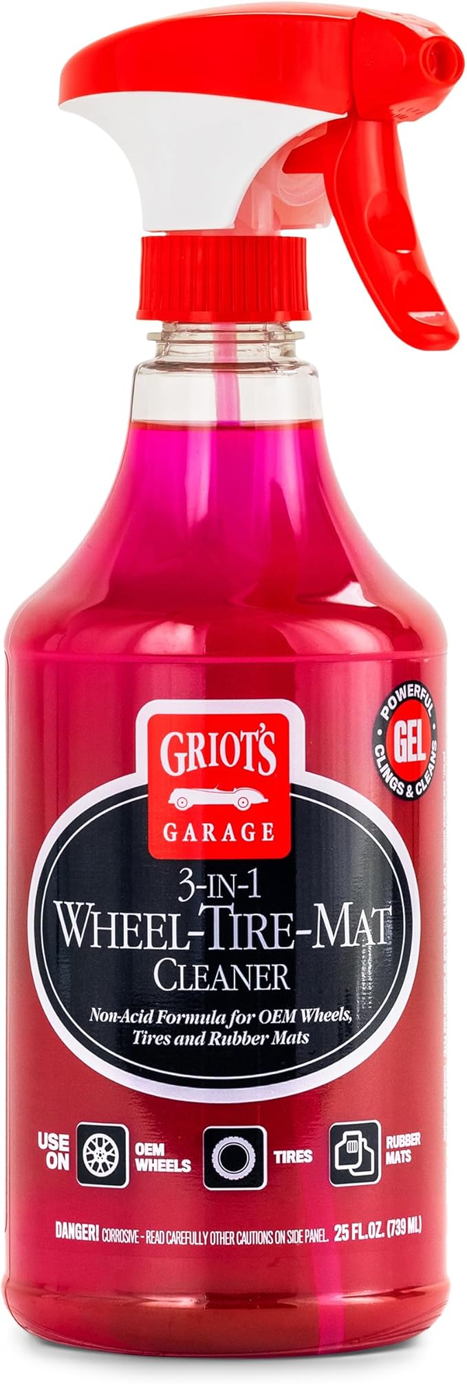 Griot's Garage 3-in-1 Wheel-Tire-Mat Cleaner for Car Detailing, Auto Cleaning Gel for Trucks, SUVs, Jeeps, RVs and More, 10825, 25oz