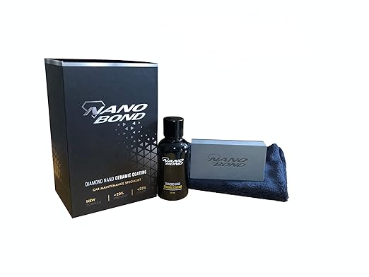 Nano Bond Ceramic Coating for Cars - 80% SiO2 Formula, Hydrophobic Paint Protection, UV & Corrosion Resistant for Glass, Wheels & Plastic, Easy Application, Car Detailing Kit, 30ml