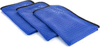 The Rag Company - Dry Me A River - Professional Korean 70/30 Blend, Microfiber Waffle-Weave, Drying & Detailing Towels, Soft Suede Edges, 390gsm, 16in x 24in, Royal Blue (3-Pack)