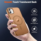 SUPFINE Magnetic for iPhone 12 Mini Case & iPhone 13 Mini Case (Compatible with MagSafe) (Military Grade Drop Protection) Slim Translucent Matte Shockproof Phone Cover,Brown