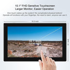 Fookoo 10.1" Solar Magnetic Wireless Backup Camera HD 1080P Touchscreen Monitor 1 Min DIY Install Portable Scratch-Proof No Drilling DVR Rechargeable Night Vision for RV Truck Camper - DCM1002