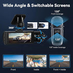 Dual Dash Cam for Cars Front and Inside 3.16 inch IPS Screen 1080P HD Camera for Cars Infrared Night Vision Loop Recording Wide Angle Inside Car Cameras 24H Parking Mode