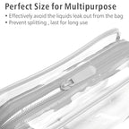 PACKISM Clear Makeup Bag, Waterproof TSA Approved Toiletry Bag Quart Size Bag, Clear Makeup Bags with Zipper Travel Cosmetic Bag, Carry on Airport Airline Compliant Bag, 3 Pack, Grey