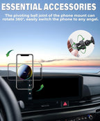 Car Phone Holder for 2025 2026 KIA Carnival/Carnival EV Accessories Apply to 12.3 Inch Touchscreen 15W Fast Wireless Charger Screen Fixed Clip HandsFree Cell Phone Mount 360° Rotation