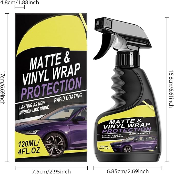 Matte & Vinyl Wrap Protection Spray, Cars Vinyl Wrap Protectant Cleaner, Quick Drying Matte Paint Cleaner for Car, Matte Finish Detailer and Spray Sealant for Cars (1 Pcs)