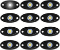 12 Pods LED Rock Lights Neon Underglow Light for Car Truck ATV SUV Under Body Glow Light Trail Fender Lighting (White)