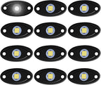12 Pods LED Rock Lights Neon Underglow Light for Car Truck ATV SUV Under Body Glow Light Trail Fender Lighting (White)