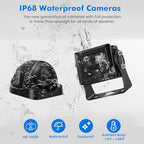 Wired Backup Camera System with 10.1" Touch Monitor, 4 HD 1080P Rear View& Side View Cameras, 4 Split Screen, Night Vision, IP68 Waterproof Back up Camera for Truck/RV/Trailer/Bus/Tractor..