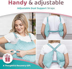 Zomaple Mastectomy Recovery Pillow with Strap, Swirly Gel Pack, Seat Belt Cover & Shower Lan – Post Mastectomy Must Haves, Breast Augmentation/Reduction & Mastectomy Recovery Supplies – Washable Cover
