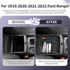 LUWU Ranger Center Console Organizer for 2019 2020 2021 2022 2023 Ford Ranger XL/XLT/Lariat/Raptor Accessories Armrest Console Storage Box Glove Organizer Tray ABS Material Blue