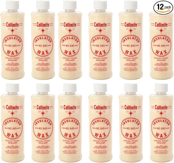 Collinite 845 Insulator Wax - Carnauba+Polymer Sealant, High Gloss, Durable Beading & Long-Lasting Paint Protection for Cars, Boats, Trucks, RVs, Motorcycles (16 fl oz) Pack of 12 (Full Case)