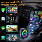 2026 Upgraded Wireless Carplay Adapter, 4 in 1 Screen Mirroring Support Mirror Link/AirPlay for Apple CarPlay & Android Auto
