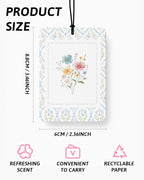 Retro Rustic Floral Car Air Freshener 4 Pcs Coconut Scented, Cute Girly Car Accessories Mirror Decor for Women, Cottagecore Flower Aesthetic Hanging Air Freshener for Cars Closet Drawer Books