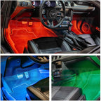 LEDGlow 4pc Million Color Multi-Color LED Interior Footwell Underdash Lighting Kit for Cars & Trucks - 18 Solid Colors - 10 Unique Patterns - Music Mode - Includes Control Box & Remote - Universal