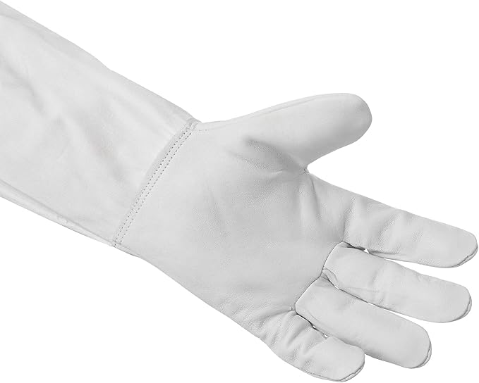 Honey Keeper Beekeeping Gloves - Goatskin Leather with Canvas Sleeve and Elastic Cuff