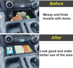 PIMCAR Center Console Organizer for 2021-2026 Ford F150 & 2022-2025 F150 Lightning XLT Pro Hidden Storage Tray with USB Hole Interior Accessories (Fits into The Open Pocket in Front of The Shifter)