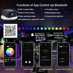 AKEPO Small Size 16W Twinkle RGBW APP Fiber Optic Lights, Music Activated 6.5ft/2m*500pcs*0.03in/0.75mm Optical Fiber Star Ceiling Light Kit for Car Truck Headliner Star/Home