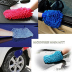 House Cleaning and Car Wash Mitts, Home Dusting Microfiber Gloves, Washing Clean Polish Faster (2-Pack, Blue)