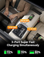 JOYROOM 175W Car Charger USB C Fast Charge [GaN] 3-Port Type C Super Fast Car Charger with USBC Cable, Car Cigarette Lighter Adapter for iPhone 17/16/15 Series, Galaxy S26/25, MacBook, iPad and More