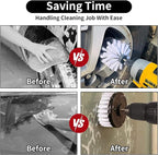 8 Pcs Drill Brush Attachment Set, Power Cleaning Scrub Brush Kit with Extend Long Attachment, All Purpose Drill Scrub Brushes for Car, Grout, Floor, Tub, Bathroom and Kitchen (White)