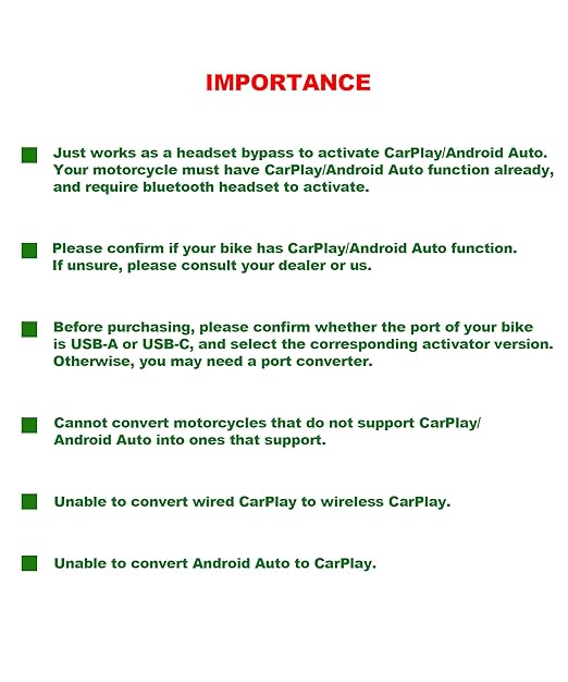 Headset Bypass Activate Cable for Motorcycle CarPlay Activation, USB-A to 8Pin CarPlay Adapter for Motorcycle, Compatible with Harley, Honda Gold Wing, Indian Motorcycles