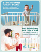LittleHugs Toy Straps for Baby, Adjustable Toy Holder for Stroller Accessories, Silicone Baby Tether Pacifier Clip, No Throw Baby Travel Essential Leash for High Chair, Car Seat (6-Pack)