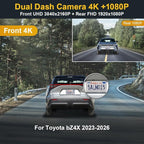 Fitcamx Front 4K+Rear 1080P Dash Cam Adapts for Toyota bZ4X 2023-2026 XLE Plus Limited Nightshade, OEM Factory Look, 2 Way HD Video, WiFi & APP, Loop Recording, G-Sensor, Easy to Use, 128GB Card
