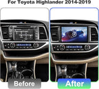 10.1 Inch IPS Touchscreen Android 14 Car Stereo for Toyota Highlander 2014-2019 with Wireless CarPlay & Android Auto 4 Core 32GB Car Radio, Support GPS, WiFi, Bluetooth, FM, Backup Camera, SWC, USB
