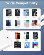 20W Fast Charger for iPhone 17/17 Pro Max/Air/17e/16/16 Pro Max/Plus, iPad Pro 13/12.9/11 inch, iPad 10th/Mini 6, AirPods, 2Pack USB C Wall Charger Type C Fast Charging Block with 3FT USB C to C Cable