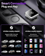 Wireless CarPlay Adapter for iPhone - 2025 Upgrade Converts Wired to Wireless CarPlay, Auto Connect, Plug & Play, Stable Fast Connection, for Cars with Factory CarPlay 2014+ & iOS 10+