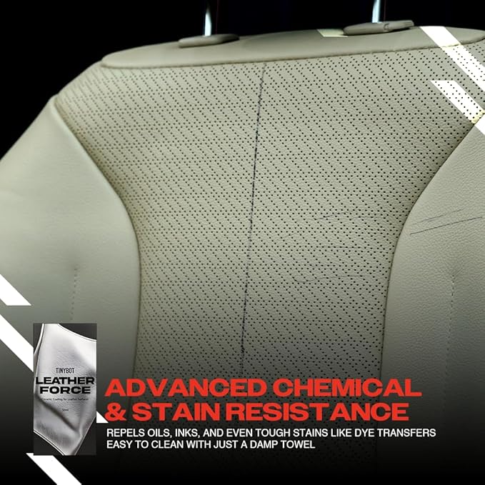 Tinybot Leather Force Ceramic Coating - Safe for All Types of Leather- Chemical & Stain Resistant, UV Protection -Ultimate Nano-Ceramic Protection & Hydrophobicity -Repels Liquids, Dirt & Grime-1.6 oz