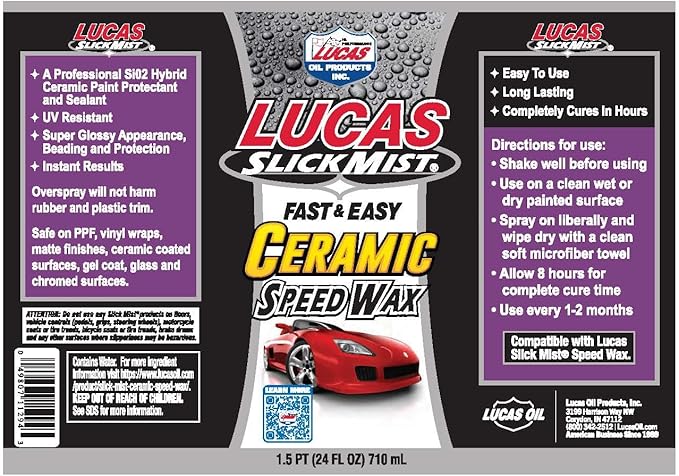 Lucas Oil 11294 Slick Mist Ceramic Speed Wax - 24 Ounce