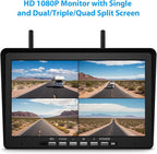 ZEROXCLUB 10.1" RV Backup Camera Wireless System Plug and Play, Pre-Wired for Furrion RV Trailer Camper Motorhome, HD 1080P DVR Monitor with Rear View Camera, IR Night Vision IP69K Waterproof, BY5