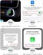Mini Wireless Carplay Adapter, Compatible with Apple iPhone iOS 10+ Android 11+, Plug & Play, Compact Design for iPhone & Android with USB-A/Type-C Port