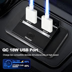 12V Flush Mount USB Charger with Power Switch, Multi-Port Car Charger for RV, Boat, Car, Bus, ATV, Motorcycle - Panel Mount Charging Accessories (QC+QC)
