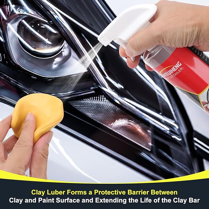 Car Clay Bars Auto Detailing and Clay Synthetic Lubricant Kit with 4 PCS Clay Bars, Clay bar Lubricant Tablets 10 Pack, Spray Bottle and Microfiber Towel for Car Detailing Cleaning