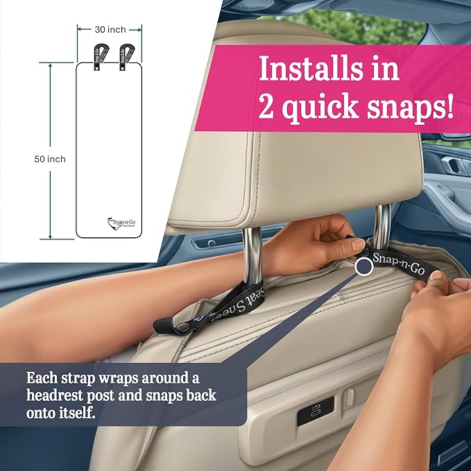 Car Seat Towel Cover After Gym Workout Yoga Pets: Snap-n-Go Seat Sheet™ Universal Fit with Headrest Post Straps, Quick-Dry Washable Sweat Protector for Car, Truck SUV Interior Protection (Light Gray)