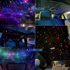 AZIMOM 4Port 36W Twinkle 800pcs 0.03in 9.8ft Fiber Optic Starlight Headliner Kits 4Colors Light Source Sound Activated Remote APP Control Home Indoor Ceiling Car Headliner Decoration