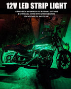12V Led Light Strip 32CM Waterproof Green Led Strip Lights for Cars Motorcycles Golf Cart Interior & Exterior Marine Boat 12V 5050 18SMD,Pack of 4