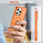 SUPFINE Magnetic for iPhone 15 Pro Case with Screen Protector (Compatible with MagSafe) (Military Grade Drop Protection) Translucent Matte Shockproof Phone Cover,Starry Orange