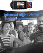 3 Channel Dash Cam Front and Rear Inside with 64GB SD Card, 1080P+720P+720P Car Dash Camera for Cars Front and Rear, Dashcam with G-Sensor, Loop Recording, 24H Parking Mode, Night Vision