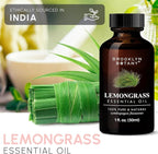 Brooklyn Botany Lemongrass Essential Oil - 100% Pure and Natural - Premium Grade Oil with Dropper - for Aromatherapy and Diffuser - 1 Fl Oz