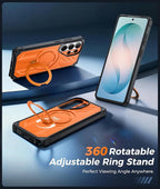 FNTCASE for Samsung Galaxy S26-Ultra Case: [360 Spin Magnetic Ring Kickstand] [Compatible for MagSafe] [Screen Protector] Heavy Duty Military Grade Protection Protective Phone Case with Stand Orange