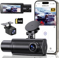 4K+1080P+1080P 5.8GHz WiFi Dash Cam Front and Rear Inside, Free 64G SD Card, 4K UHD 3 Channel Dash Camera for Cars, 360° All Sides Dashcam, G-Sensor, Night Vision, WDR, 24H Parking Monitor