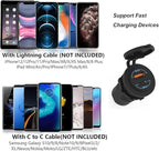 12V USB Outlet - 90W(Max) Dual Ports QC4.0 PD & Quick Charge3.0 Car Charger Socket with LED Indicator - Waterproof USB C Port for Car Boat Marine Motorcycle RV Truck ATV Golf Cart