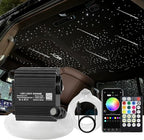 Starlight Headliner Kits for Car, Twinkle & Meteor 2-in-1 Light Engine, 300pcs 0.03in 9.8ft RGBW Fiber Optic Lights Star Ceiling Sky Decoration for Car/Home, White Shooting Stars 12W Starlight kit