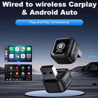 Wireless Carplay Adapter 2in1, 2026 Upgrade Wired to Wireless for CarPlay/Android Auto, WiFi 6 Mini Plug & Play, USB/Type C, Smart Button Dongle Auto-Connect for iPhone iOS 10+ Android 11+