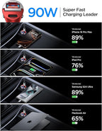 MRGLAS 90W USB C Car Charger, [Smallest Metal] Fast Charging PD45W+QC3.0 Dual Port Cigarette Lighter Adapter for iPhone 16 Pro Max 15 iPad Samsung S25 -Red